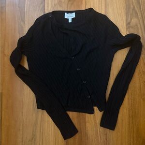& Other Stories Black Knit Ribbed Cardigan